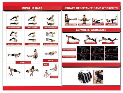 Ab Roller Wheel 17 in 1, Ab Wheel Workout Equipment Kit with Resistance Bands, Knee Mat, Jump Rope, Push-Up Bar