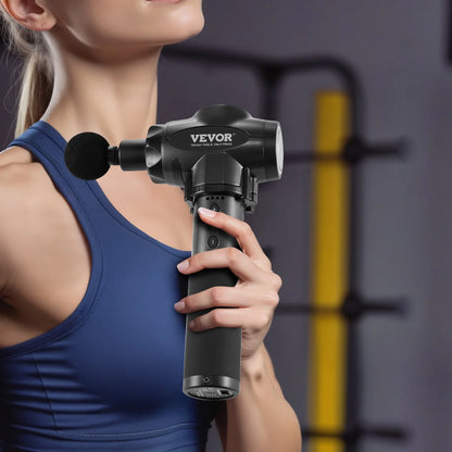 VEVOR Massage Gun Deep Tissue with 9 Speed Levels & 6 Massage Heads, 24V 2500Mah Batteries, Percussion Muscle Massager for Athletes