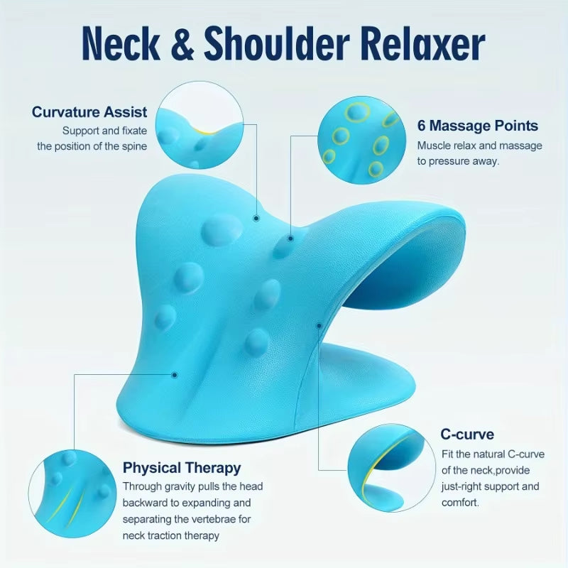 Neck Shoulder Stretcher Relaxer Cervical Chiropractic Traction Device Massage Pillow for Pain Relief Cervical Spine Alignment
