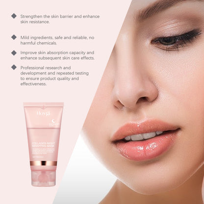 Collagen Overnight Wrapping Peel Off Facial Mask Set Korean Collagen Night Wrapping Mask Deeply Hydrates Night Care Mask Cream