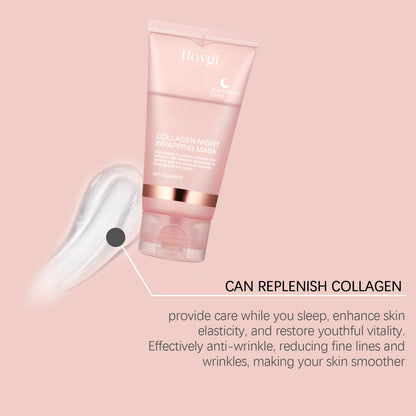 Collagen Overnight Wrapping Peel Off Facial Mask Set Korean Collagen Night Wrapping Mask Deeply Hydrates Night Care Mask Cream
