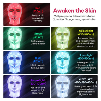 7 Colors LED Face Neck Mask Rechargeable Photon Beauty Device