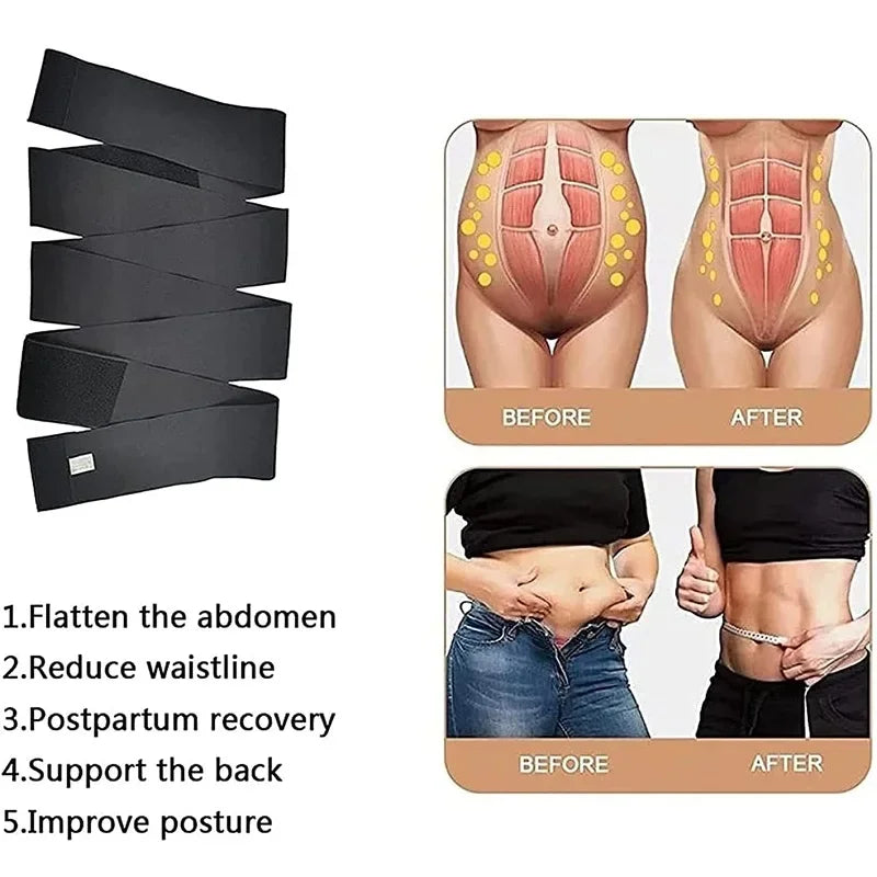 Wrap Bandage Invisible Waist Trainer for Women Trimmer Tummy Sweat Waist Wraps Belt with Loop Stomach/Belly/Body Shaper