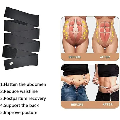 Wrap Bandage Invisible Waist Trainer for Women Trimmer Tummy Sweat Waist Wraps Belt with Loop Stomach/Belly/Body Shaper