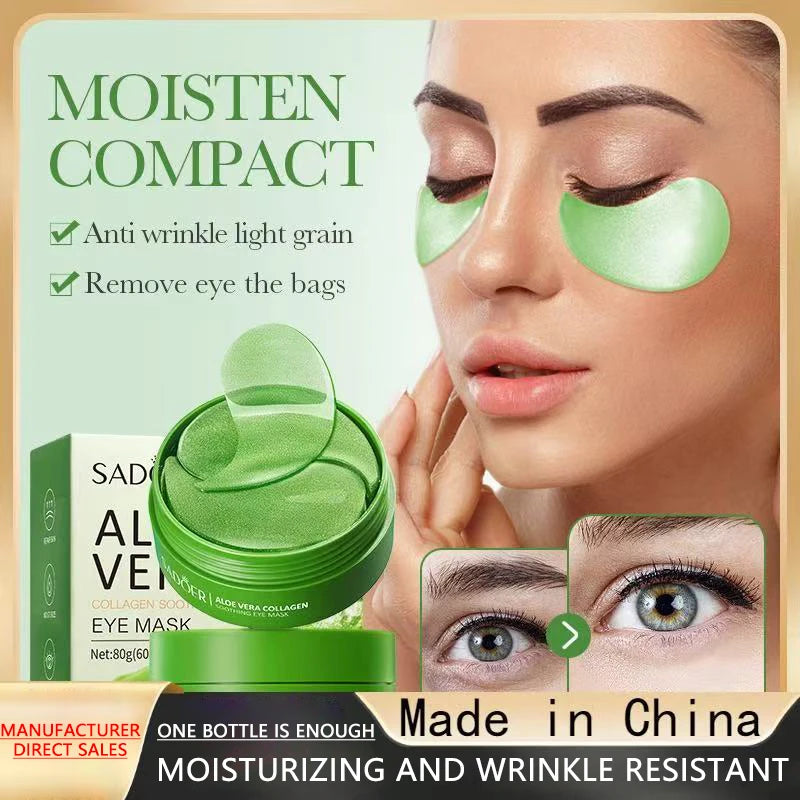 60PCS Aloe Vera Collagen Eye Masks for Dark Circles Moisturizing Care