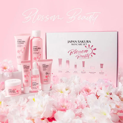 6 Piece Sakura Skin Care Set Face Cream Serum Toner Cleanser