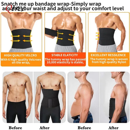 Qtree Waist Trainer Body Shaper Compression Belt for Men