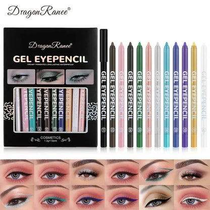 Gel Eyeliner Pencil Waterproof Eye Pencils Cosmetics 12pcs Color Matte UV Luminous Eyeliner Pen Set Makeup Eye Liner Pencil Tool