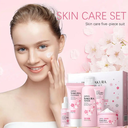 3PCS / 5PCS Sakura Skin Care Set Face Cream Serum Toner
