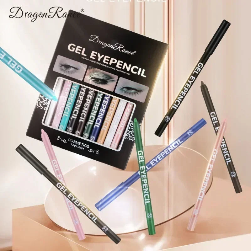 Gel Eyeliner Pencil Waterproof Eye Pencils Cosmetics 12pcs Color Matte UV Luminous Eyeliner Pen Set Makeup Eye Liner Pencil Tool