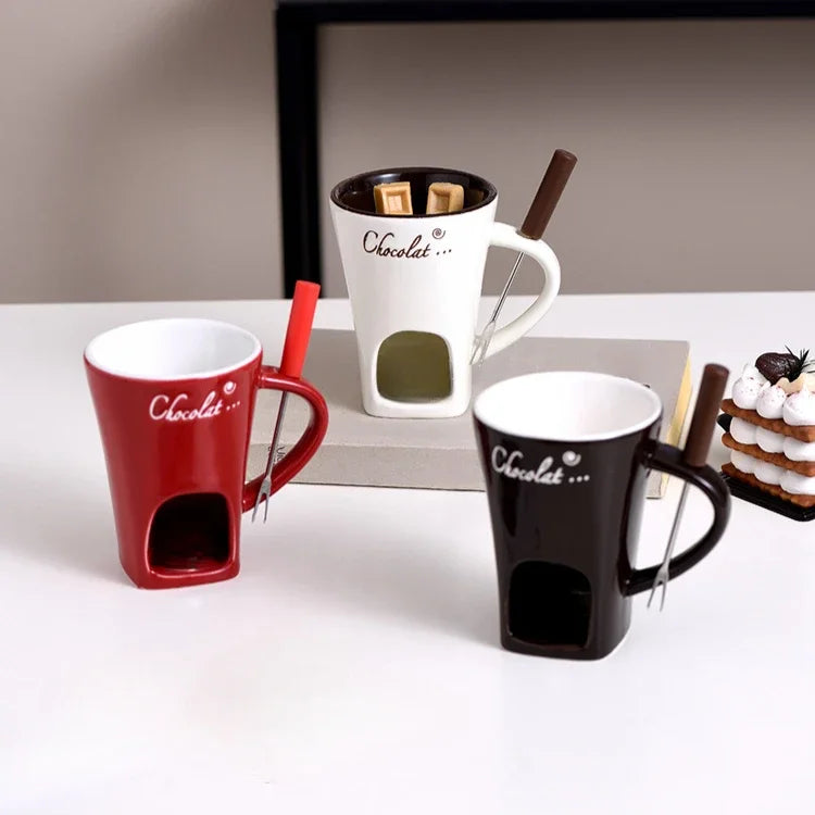 Fondue Pots Fondue Mug Set Personal Mini Chocolate Cheese Ice Cream Fondue Maker Kit Individual Butter Melter Cup Small Warmer