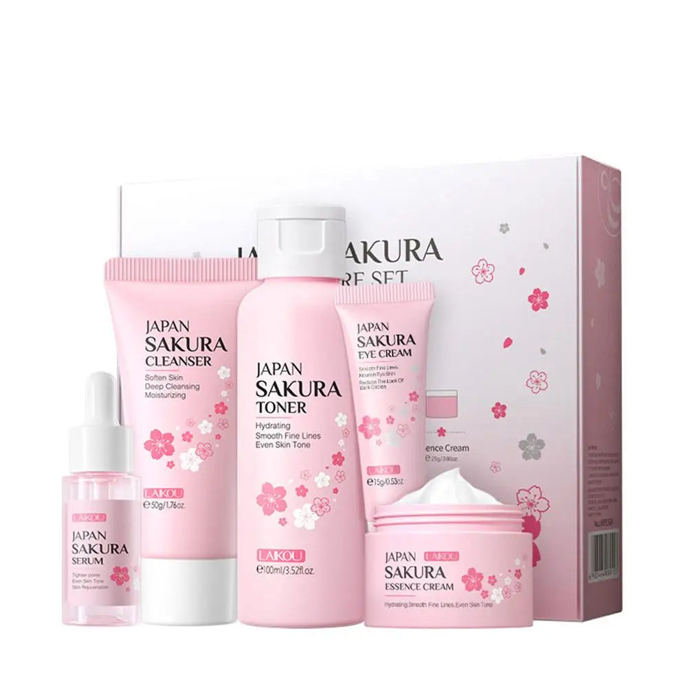3PCS / 5PCS Sakura Skin Care Set Face Cream Serum Toner
