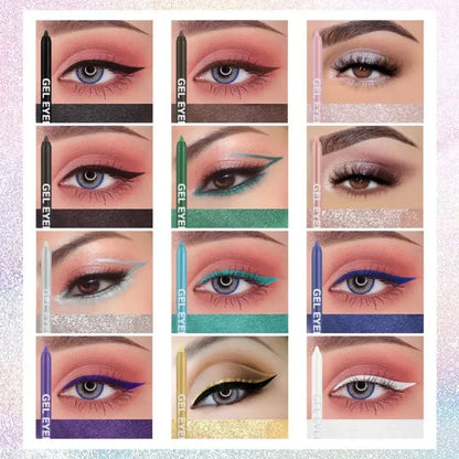 Gel Eyeliner Pencil Waterproof Eye Pencils Cosmetics 12pcs Color Matte UV Luminous Eyeliner Pen Set Makeup Eye Liner Pencil Tool