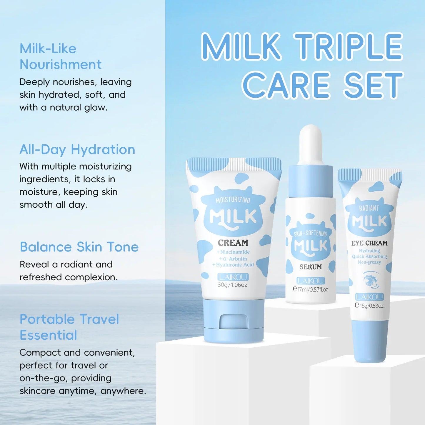 Deep Hydration Milk Skincare Set with Serum Eye Cream