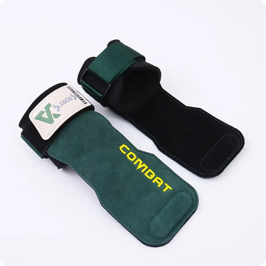 1Pair Cowhide Gym Gloves Grips Anti-Skid Weight Power Belt Lifting Pads Deadlift Workout Crossfit Fitness Palm Protection