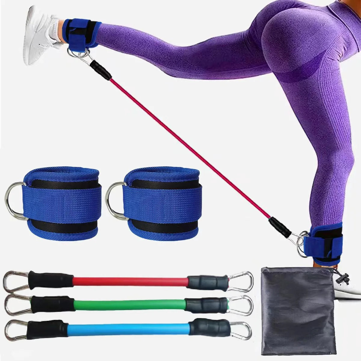 Ankle Resistance Bands with Cuffs for Women & Men - 3-Level Adjustable Leg & Glute Workout Equipment